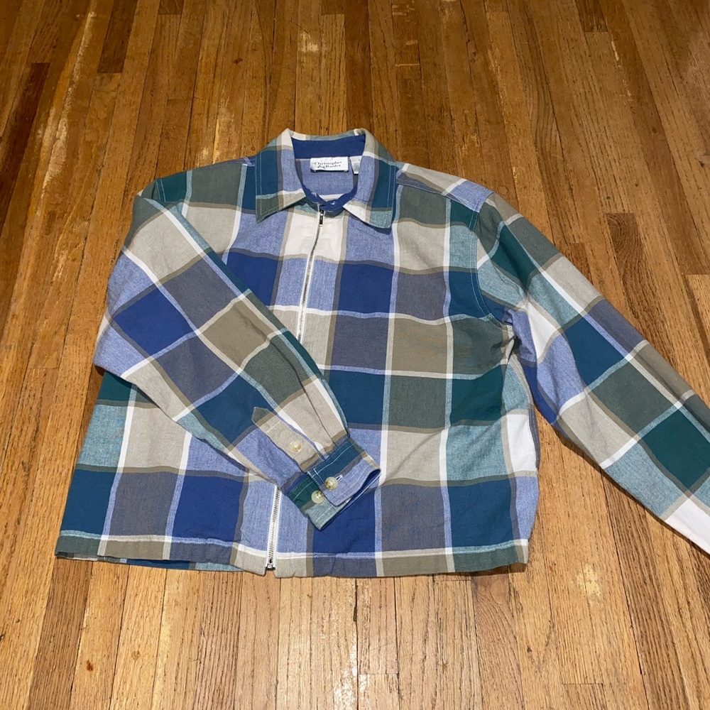 Christopher & Banks Blue and Green Plaid Jacket